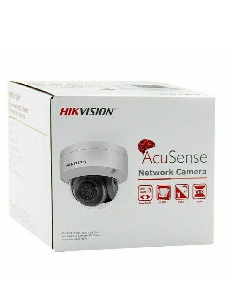 4 MP AcuSense Built-in Mic Vandal Fixed Dome Network Camera, 2.8mm Fixed Lens, H.265+ Compression, Up to 30m IR Range, 120 dB True WDR, Support MicroSD, IP67 / IK10 Protection, White | DS-2CD2143G2-IU