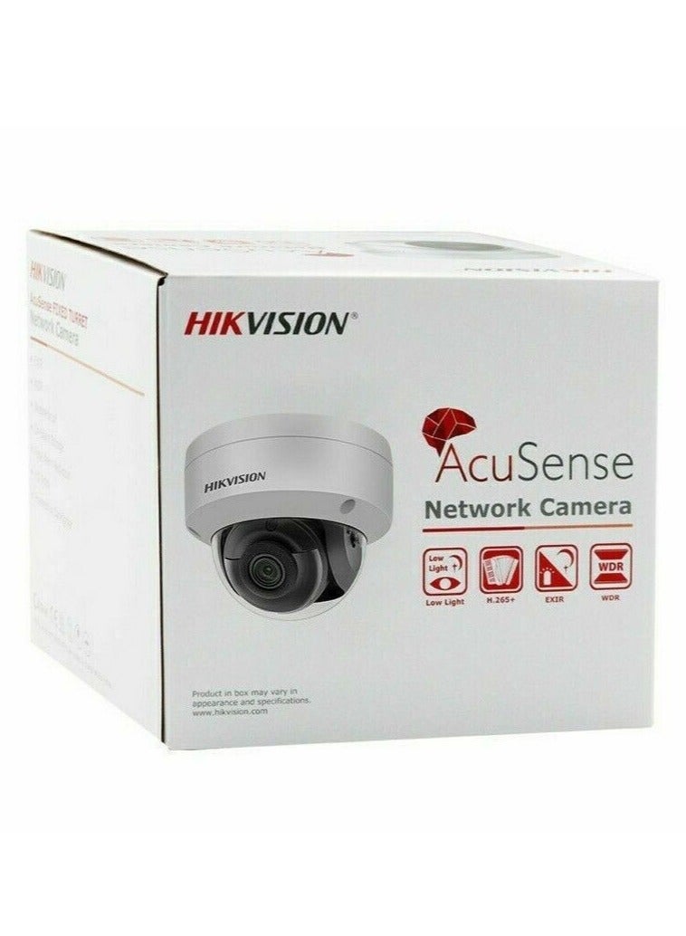 8 MP AcuSense Built-in Mic Vandal Fixed Dome Network Camera, 2.8mm Fixed Lens, H.265+ Compression, Up to 30m IR Range, 120 dB True WDR, Support MicroSD, IP67 / IK10 Protection, White | DS-2CD2183G2-IU