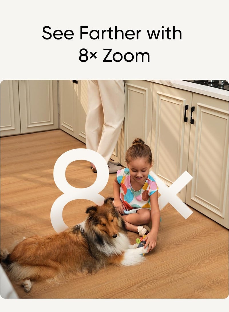 eufy Security Indoor Cam S350, Dual Cameras, 4K UHD Resolution Security Camera with 8× Zoom and 360° PTZ, Human/Pet AI, Ideal for Baby Monitor/Pet Camera/Home Security, Dual-Band Wi-Fi 6, Plug in