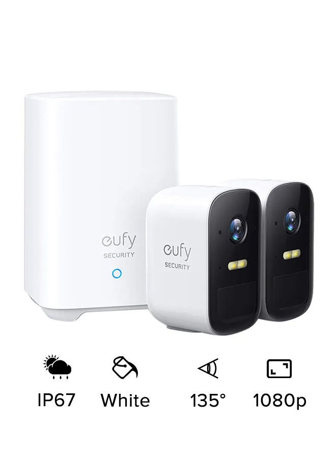 Security, eufyCam 2C 2-Cam Kit, Security Camera Outdoor, Wireless Home Security System with 180-Day Battery Life, HomeKit Compatibility, 1080p HD, IP67, Night Vision, No Monthly Fee