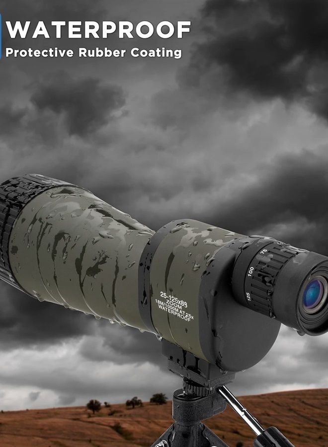 Benchmark 25-125x88 Waterproof Straight Spotting Scope, Green/ Black