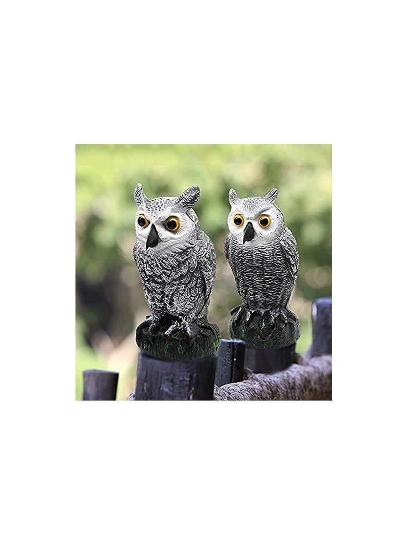 2 Pack Bird Scarecrow Fake Horned Owl Decoy, Nature Enemy Pest Repellent for Outdoor Garden Yard