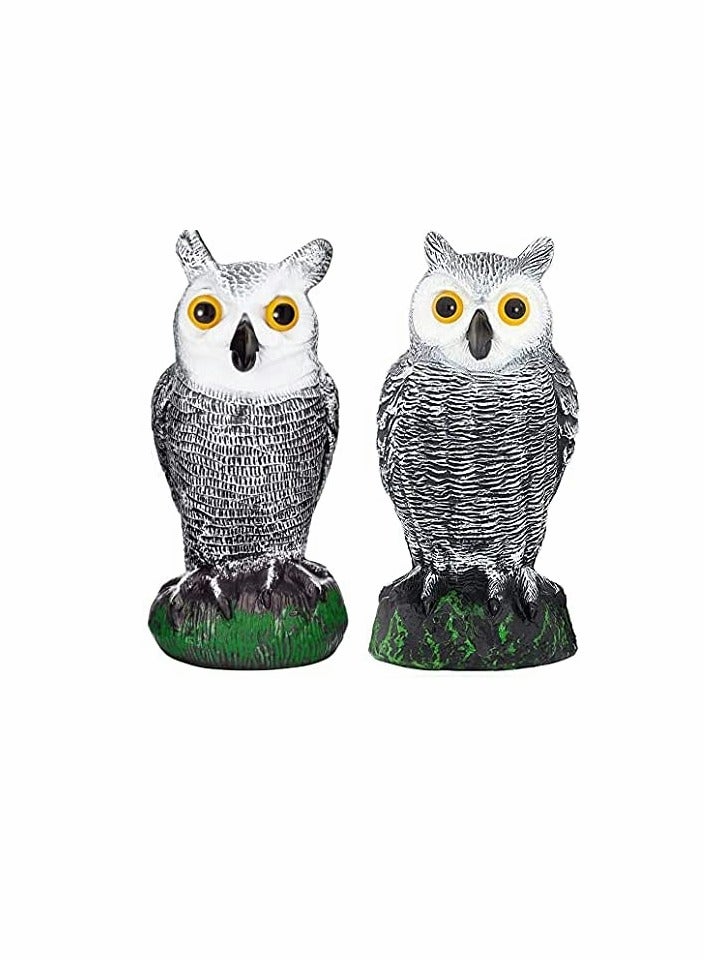 2 Pack Bird Scarecrow Fake Horned Owl Decoy, Nature Enemy Pest Repellent for Outdoor Garden Yard