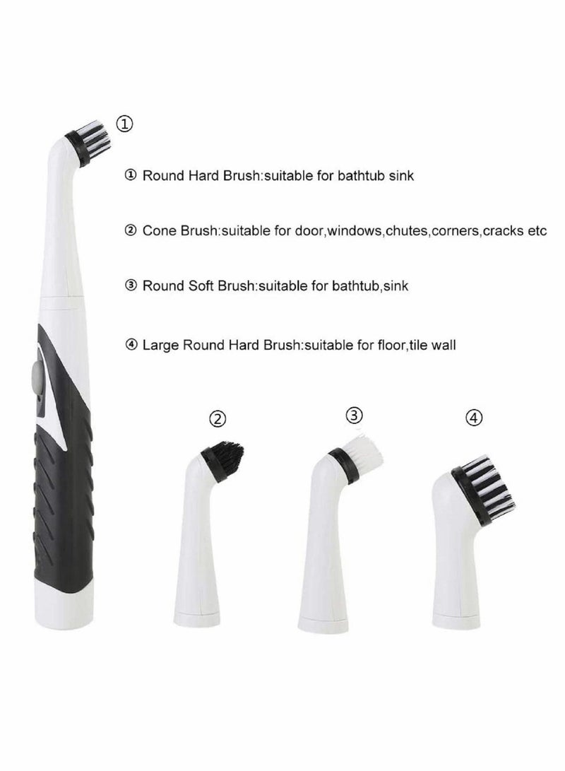 Electric Sonic Cleaning Brush Sonic Sink Scrubber with 4 Brush Head Cleaning Brush Oscillating Cleaning Tool Power Brush Handheld Cordless Electric Scrubber