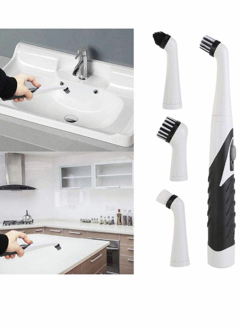 Electric Sonic Cleaning Brush Sonic Sink Scrubber with 4 Brush Head Cleaning Brush Oscillating Cleaning Tool Power Brush Handheld Cordless Electric Scrubber