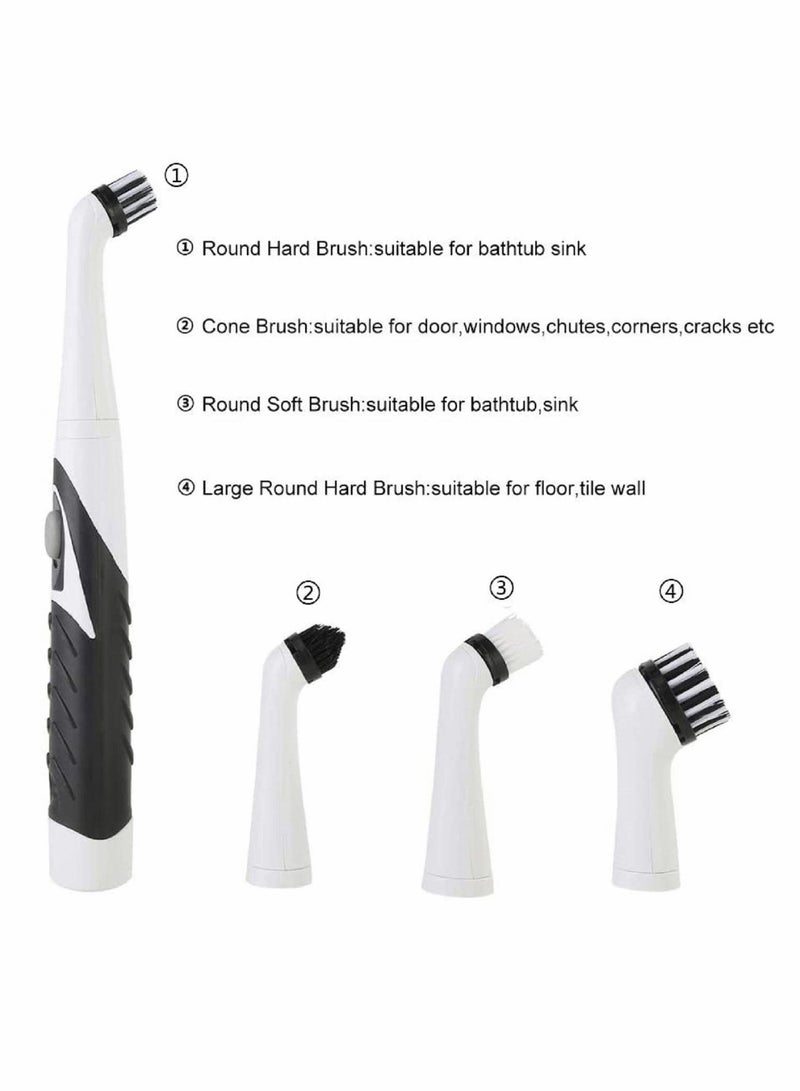 Electric Sonic Cleaning Brush Sonic Sink Scrubber with 4 Brush Head Cleaning Brush Oscillating Cleaning Tool Power Brush Handheld Cordless Electric Scrubber