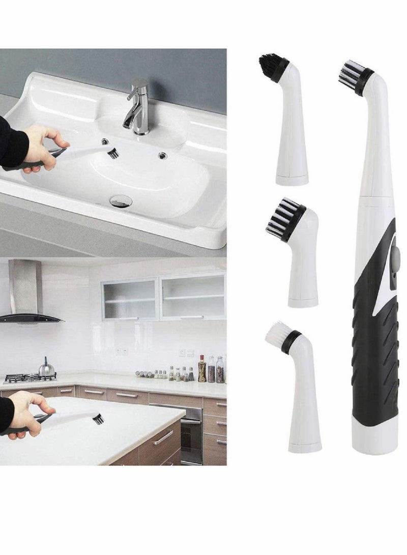 Electric Sonic Cleaning Brush Sonic Sink Scrubber with 4 Brush Head Cleaning Brush Oscillating Cleaning Tool Power Brush Handheld Cordless Electric Scrubber