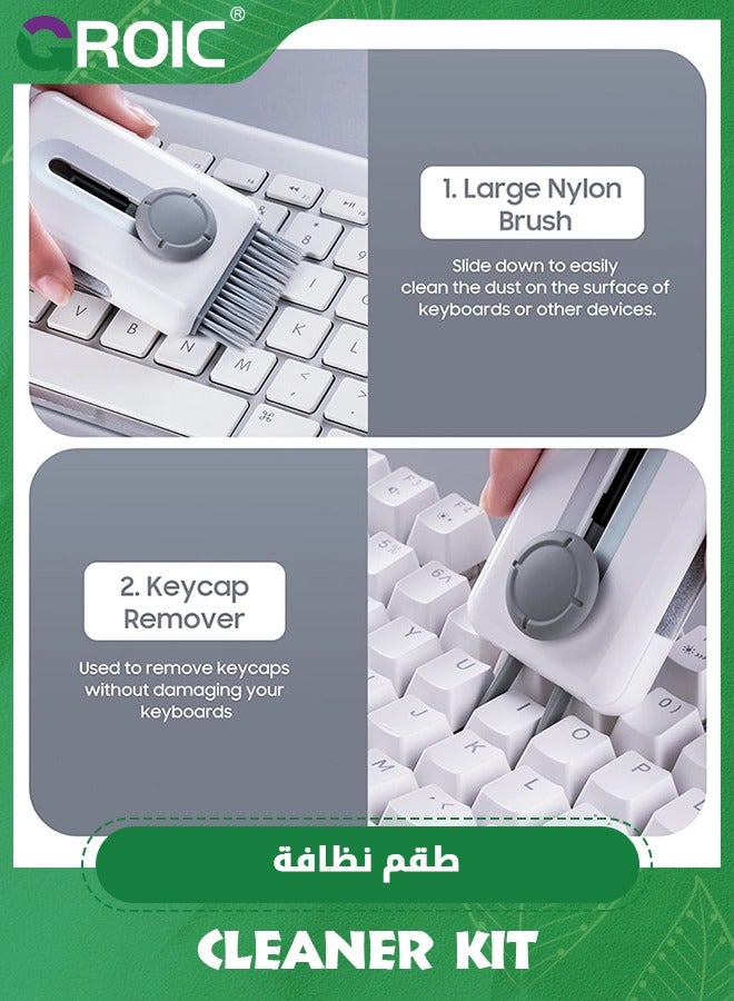 White Cleaner Kit for Airpod, Keyboard Cleaner for Laptop, MacBook, Screen Cleaner with Microfiber Cloth, Multifunctional Cleaning kit for Keyboard/Earphone/Smartphone/Tablet