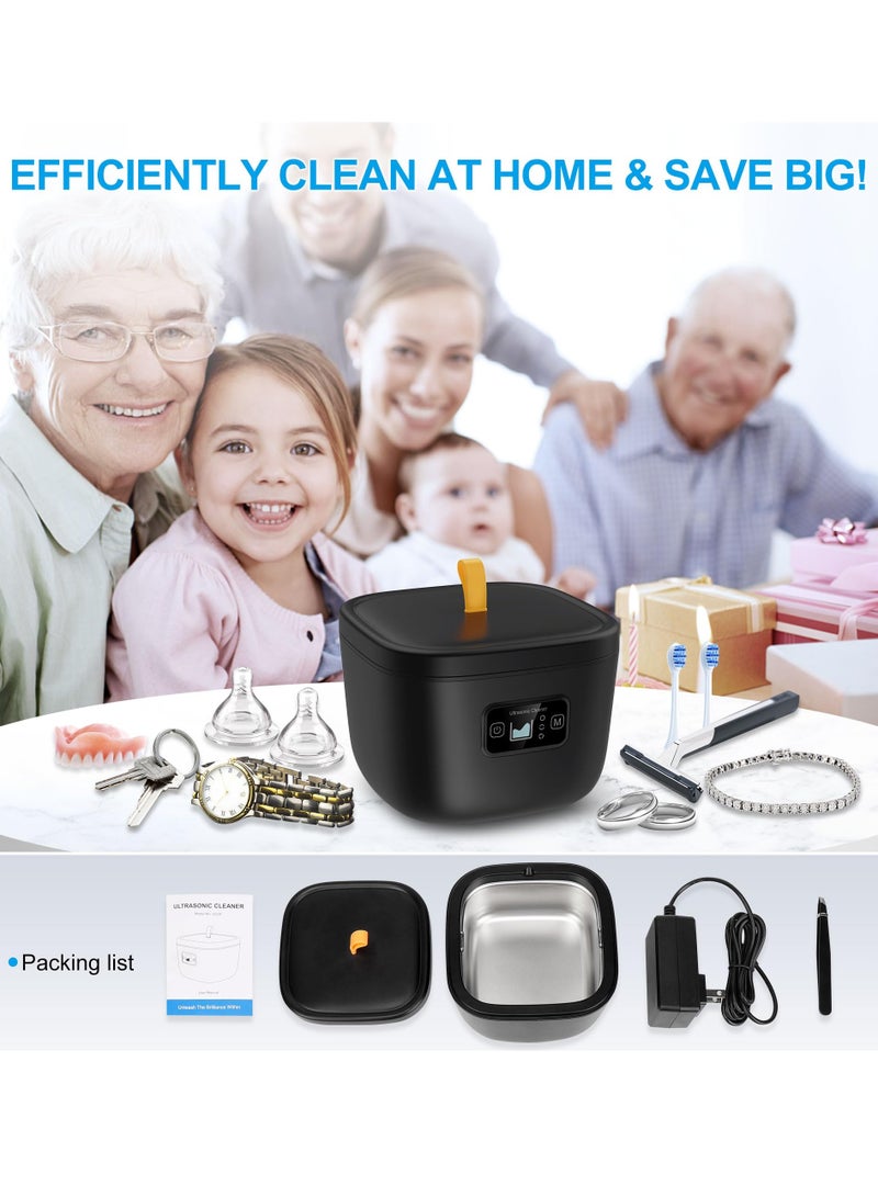 Ultrasonic Cleaner for Retainer, Denture, Mouth Guard, Aligner, Whitening Tray, Toothbrush Head, 43kHz 255ML Ultrasonic Retainer Cleaner Machine, UV Ultrasonic Jewelry Cleaner for Ring Diamond
