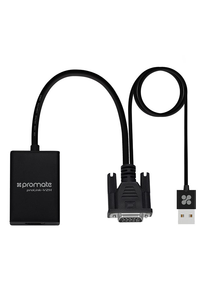 Vga To Hdmi Adaptor Kit With Audio Support Black