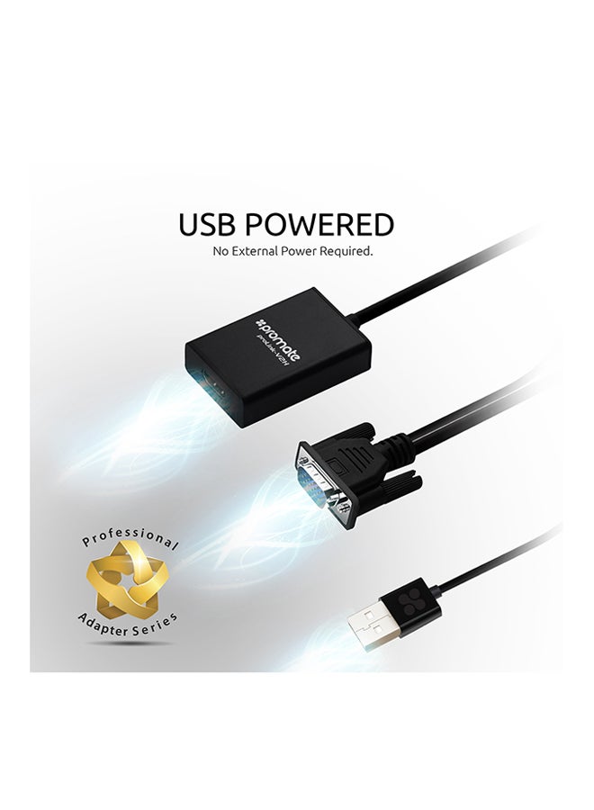 Vga To Hdmi Adaptor Kit With Audio Support Black