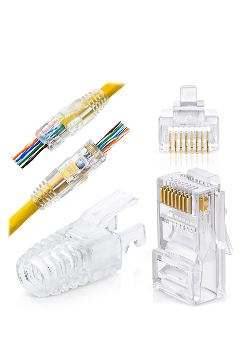 DKURVE Cat6 Pass Through Connectors for a UTP Cable & Strain Relief Boots ez pass through rj45 50 Set