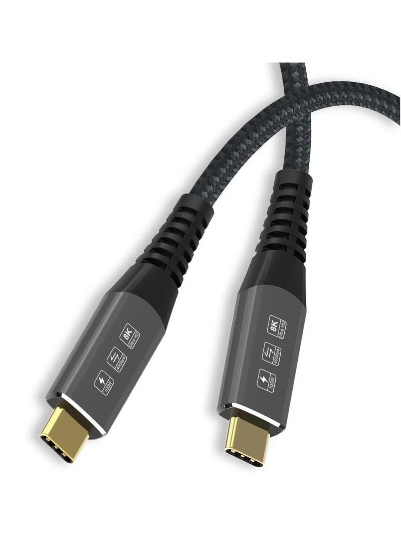 USB4 Cable Compatible with Thunderbolt 4, 8K 5K USB-C Cable 8K@60Hz 5K/4K 60Hz Video 40Gbps Data Transmissions Rate 20V 5A 100W Power Delivery 3in1 USB-C Cable External SSD eGPU (1Meter)
