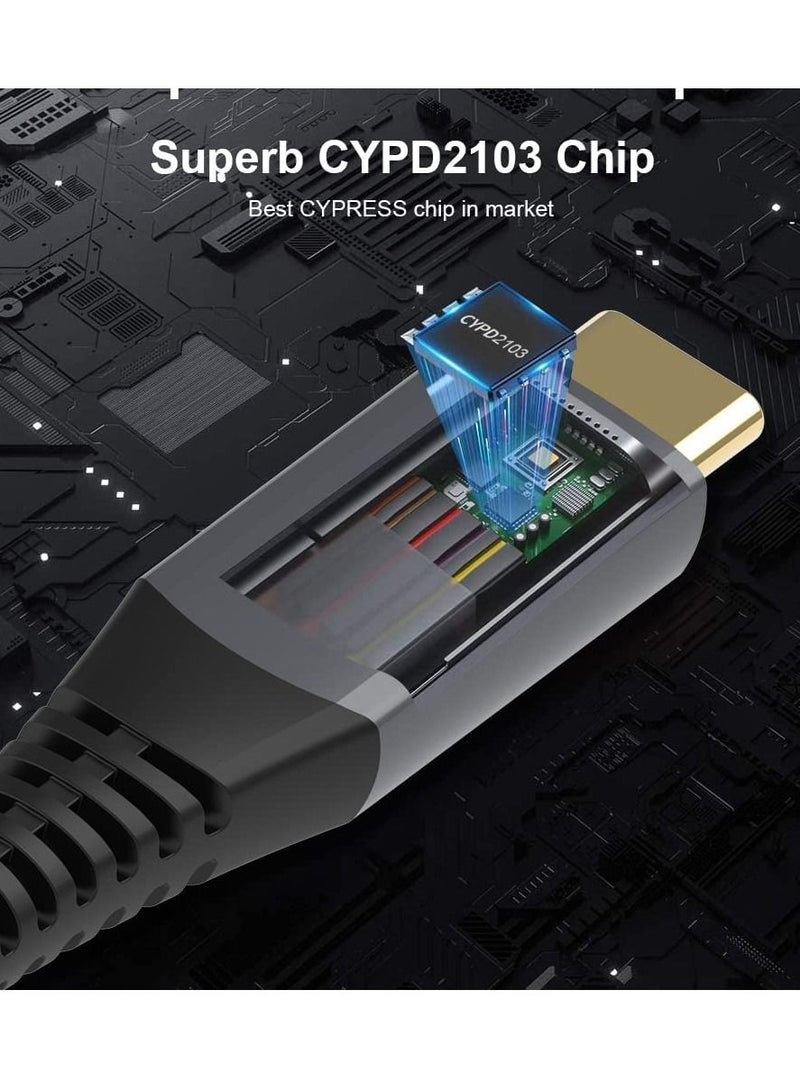 USB4 Cable Compatible with Thunderbolt 4, 8K 5K USB-C Cable 8K@60Hz 5K/4K 60Hz Video 40Gbps Data Transmissions Rate 20V 5A 100W Power Delivery 3in1 USB-C Cable External SSD eGPU (1Meter)
