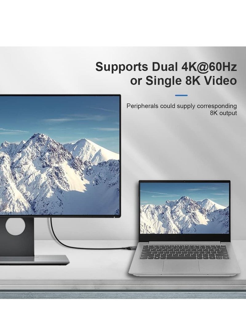 USB4 Cable Compatible with Thunderbolt 4, 8K 5K USB-C Cable 8K@60Hz 5K/4K 60Hz Video 40Gbps Data Transmissions Rate 20V 5A 100W Power Delivery 3in1 USB-C Cable External SSD eGPU (1Meter)