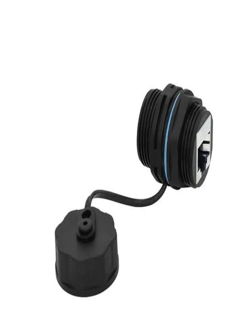 DKURVE® CAT6 RJ45 Shielded IP67 Waterproof/Dust Cap Single Industrial Panel Mount Bulkhead Ethernet Female to Female Waterproof RJ45 Pass Through Connector, Black (1-Pack)