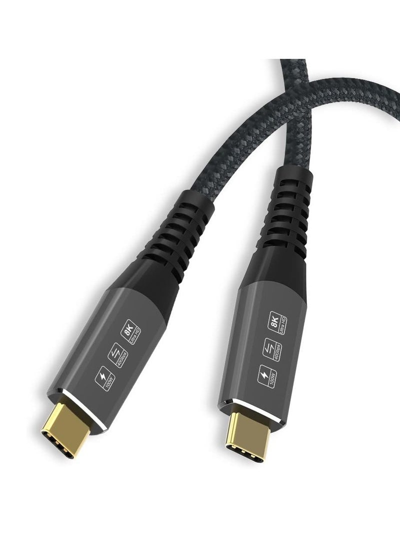 USB4 Cable Compatible with Thunderbolt 4, 8K 5K USB-C Cable 8K@60Hz 5K/4K 60Hz Video 40Gbps Data Transmissions Rate 20V 5A 100W Power Delivery 3in1 USB-C Cable External SSD eGPU (1Meter)