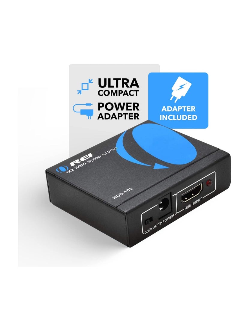 4K 1 in 2 Out HDMI Splitter Ultra HD 4K @ 30 Hz 1x2 V. 1.4 HDCP Power HDMI Supports 3D Full HD 1080P for Xbox PS4 PS3 Fire Stick Blu Ray Apple TV HDTV Adapter Included