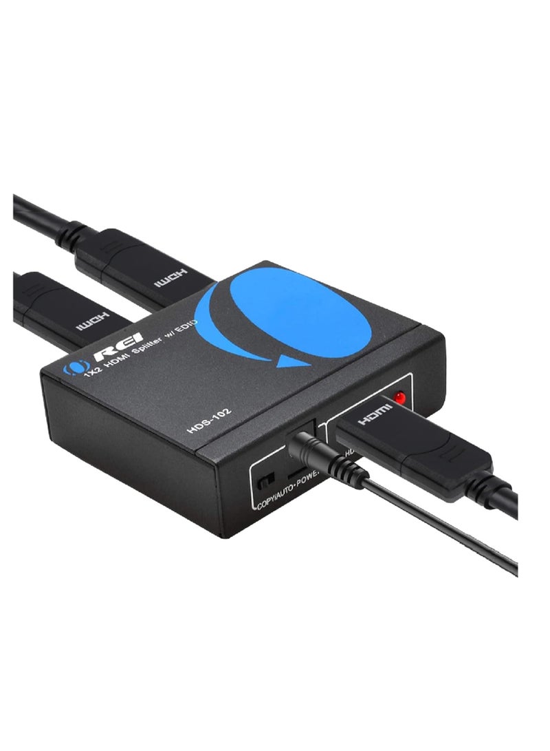 4K 1 in 2 Out HDMI Splitter Ultra HD 4K @ 30 Hz 1x2 V. 1.4 HDCP Power HDMI Supports 3D Full HD 1080P for Xbox PS4 PS3 Fire Stick Blu Ray Apple TV HDTV Adapter Included