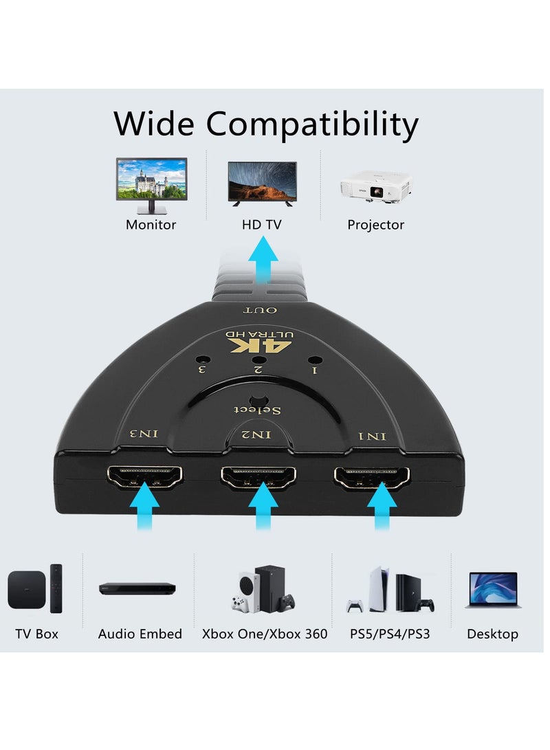 ReignSword HDMI Splitter Home Entertainment with Our 3 in 1 HDMI Selector Switch Box Enjoy 4K Resolution and Hassle-Free Switching