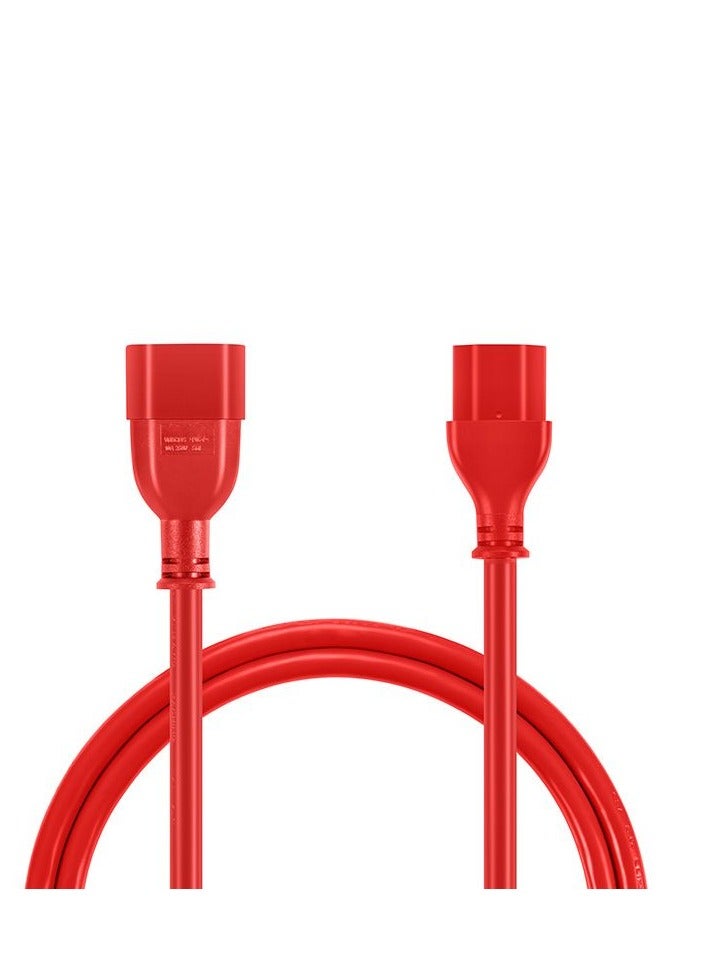 DKURVE® C14 to C13 Male To Female Power Cord, Red, 15A, 250V -1.8 Meter Red