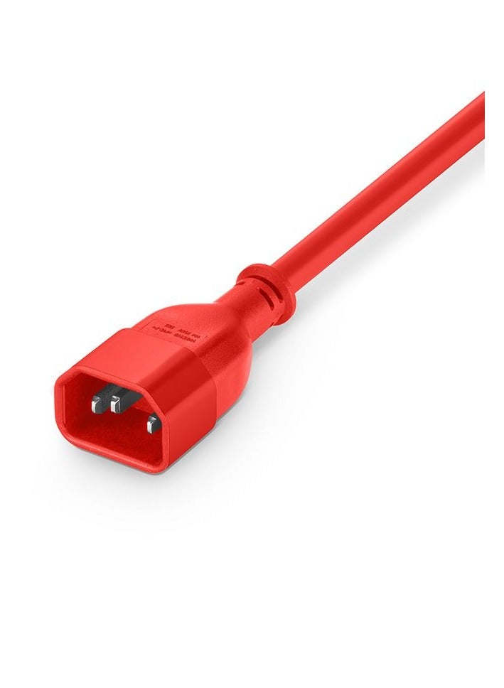 DKURVE® C14 to C13 Male To Female Power Cord, Red, 15A, 250V -1.8 Meter Red