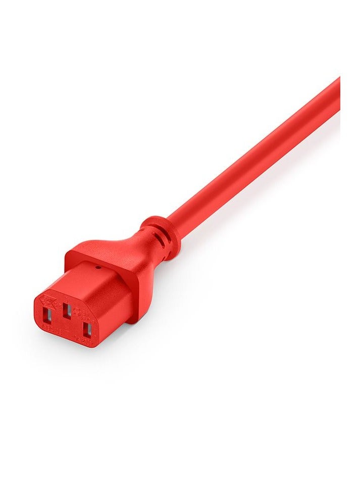 DKURVE® C14 to C13 Male To Female Power Cord, Red, 15A, 250V -1.8 Meter Red