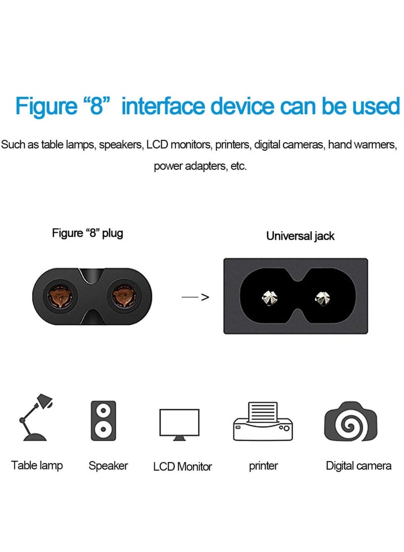 2 Pin Mains Power Lead Figure 8 IEC C7 Cable, Compatible With Xbox One S Slim Game Console, Xbox One X, Sony PS2 PS3 PS4, for PSP, PSV, HP/Samsung/Sony/Acer/Asus/Lenovo/MSI Laptop(1M)