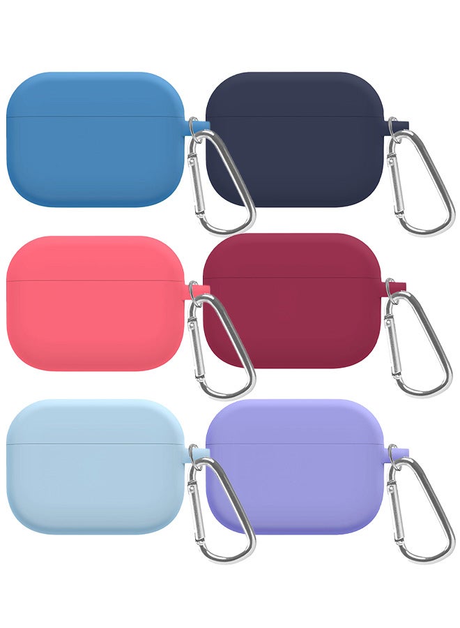 6 Pack Shockproof Case For Airpod Pro Silicone Protective Case Shockproof Case Ultra Slim Cover with Keychain Carabiner Multicolour