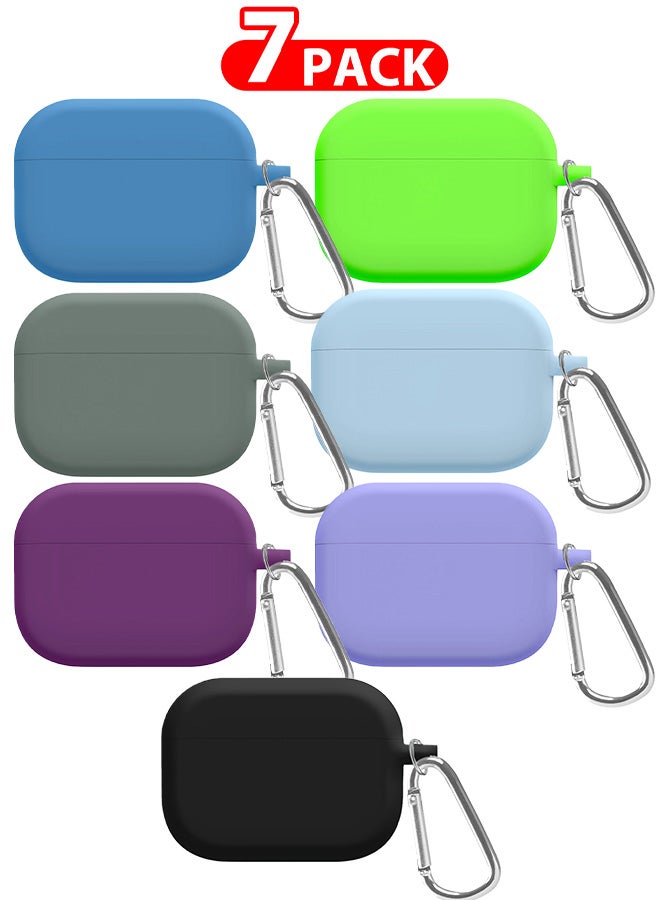 7 Pack Shockproof Case For Airpod Pro Silicone Protective Case Shockproof Case Ultra Slim Cover with Keychain Carabiner Multicolour