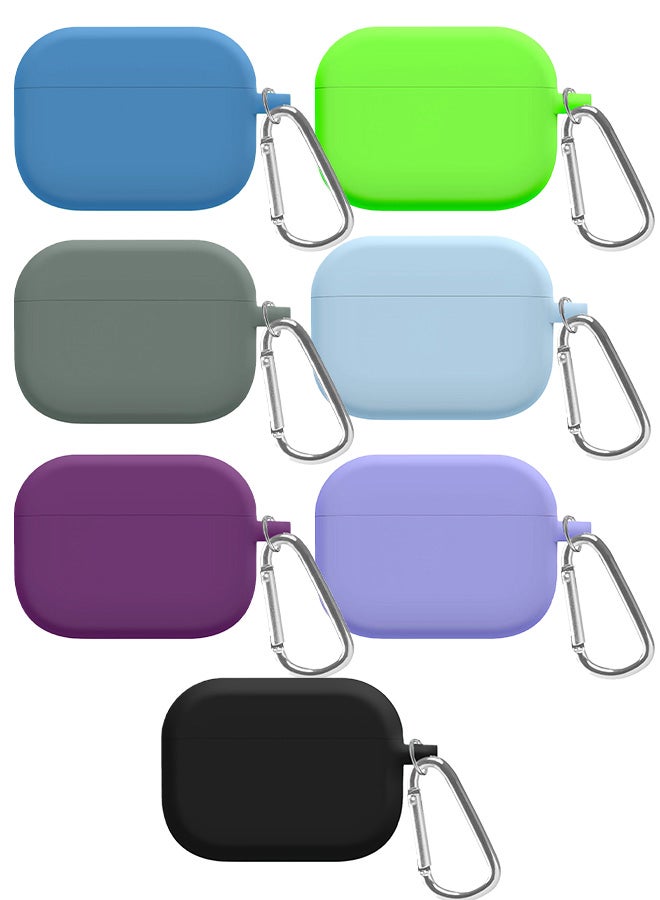 7 Pack Shockproof Case For Airpod Pro Silicone Protective Case Shockproof Case Ultra Slim Cover with Keychain Carabiner Multicolour