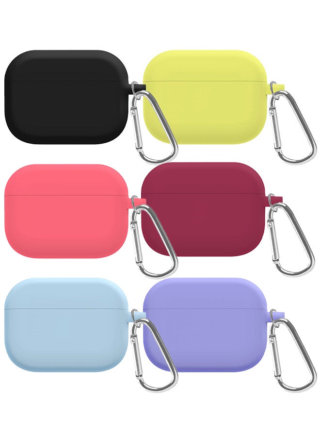 6 Pack Shockproof Case For Airpod Pro Silicone Protective Case Shockproof Case Ultra Slim Cover with Keychain Carabiner Multicolour