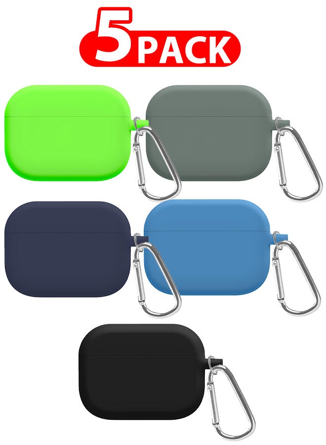 5 Pack Shockproof Case For Airpod Pro Silicone Protective Case Shockproof Case Ultra Slim Cover with Keychain Carabiner Multicolour