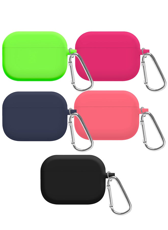 5 Pack Shockproof Case For Airpod Pro Silicone Protective Case Shockproof Case Ultra Slim Cover with Keychain Carabiner Multicolour