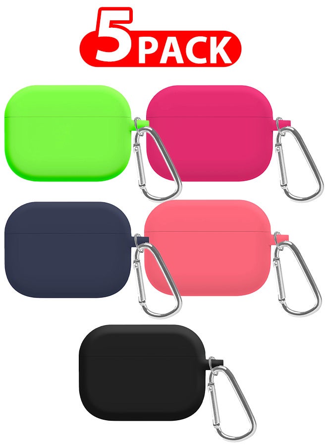 5 Pack Shockproof Case For Airpod Pro Silicone Protective Ultra Slim Cover With Keychain Carabiner Multicolour2