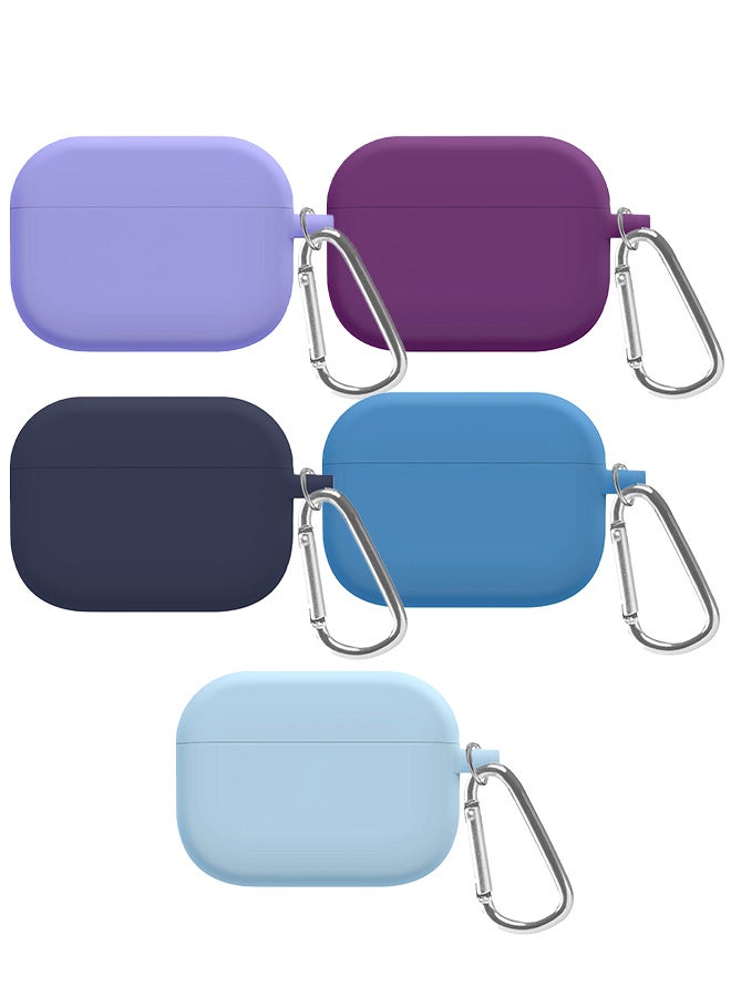 5 Pack Shockproof Case For Airpod Pro Silicone Protective Ultra Slim Cover with Keychain Carabiner Multicolour Multicolour