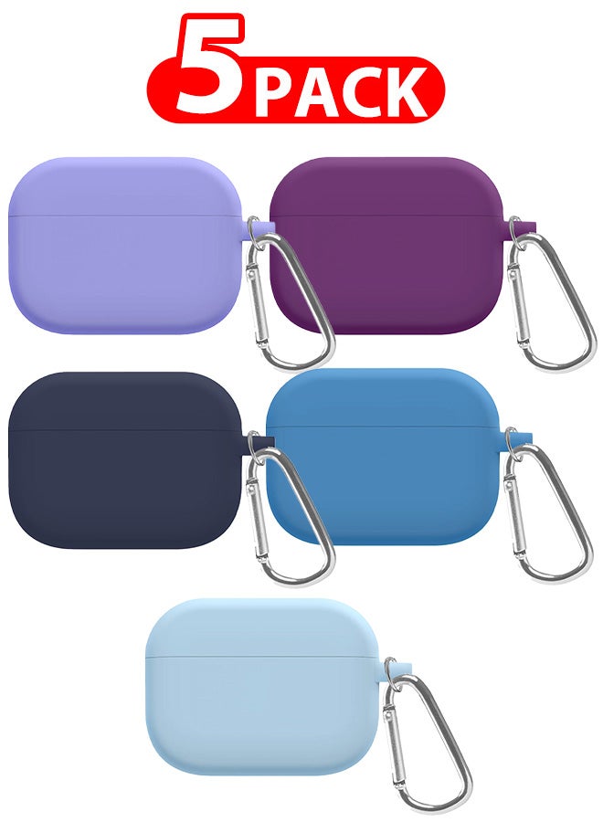 5 Pack Shockproof Case For Airpod Pro Silicone Protective Ultra Slim Cover with Keychain Carabiner Multicolour Multicolour