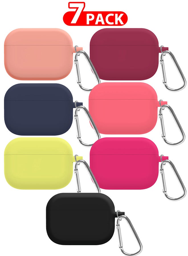 7 Pack Shockproof Case For Airpod Pro Silicone Protective Ultra Slim Cover With Keychain Carabiner Multicolour