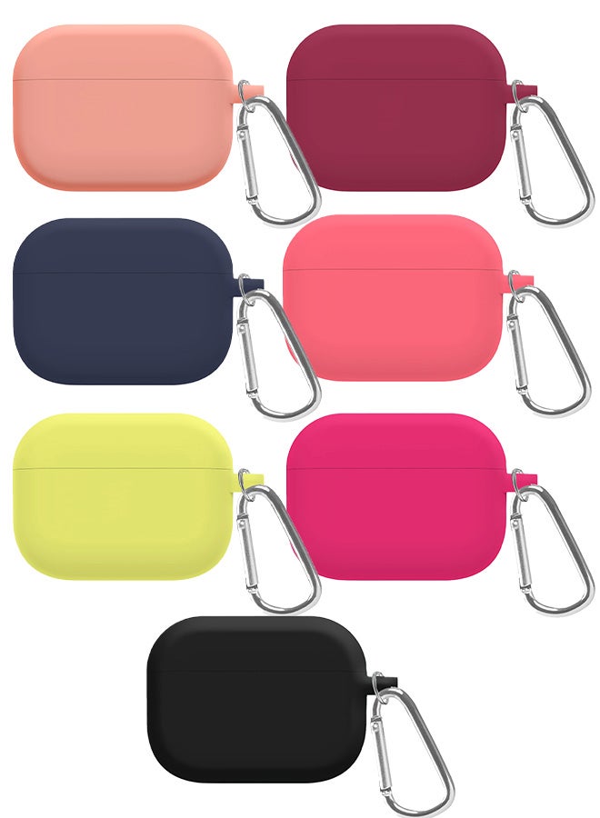 7 Pack Shockproof Case For Airpod Pro Silicone Protective Ultra Slim Cover With Keychain Carabiner Multicolour