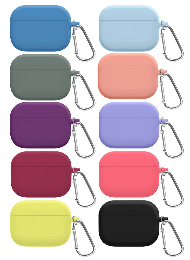 10 Pack Shockproof Case For Airpod Pro Silicone Protective Ultra Slim Cover With Keychain Carabiner Multicolour