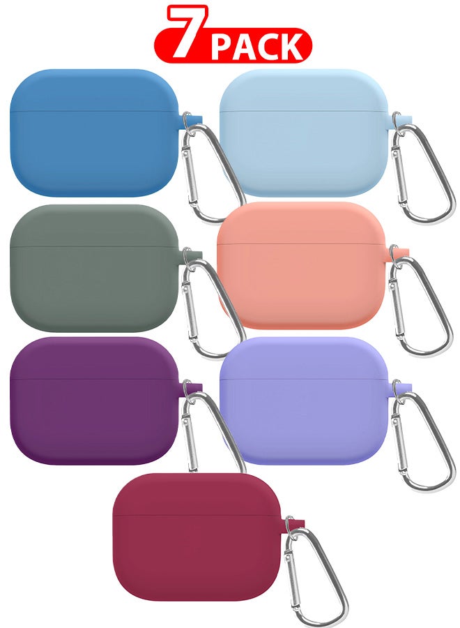 7 Pack Shockproof Case For Airpod Pro Silicone Protective Ultra Slim Cover With Keychain Carabiner Multicolour