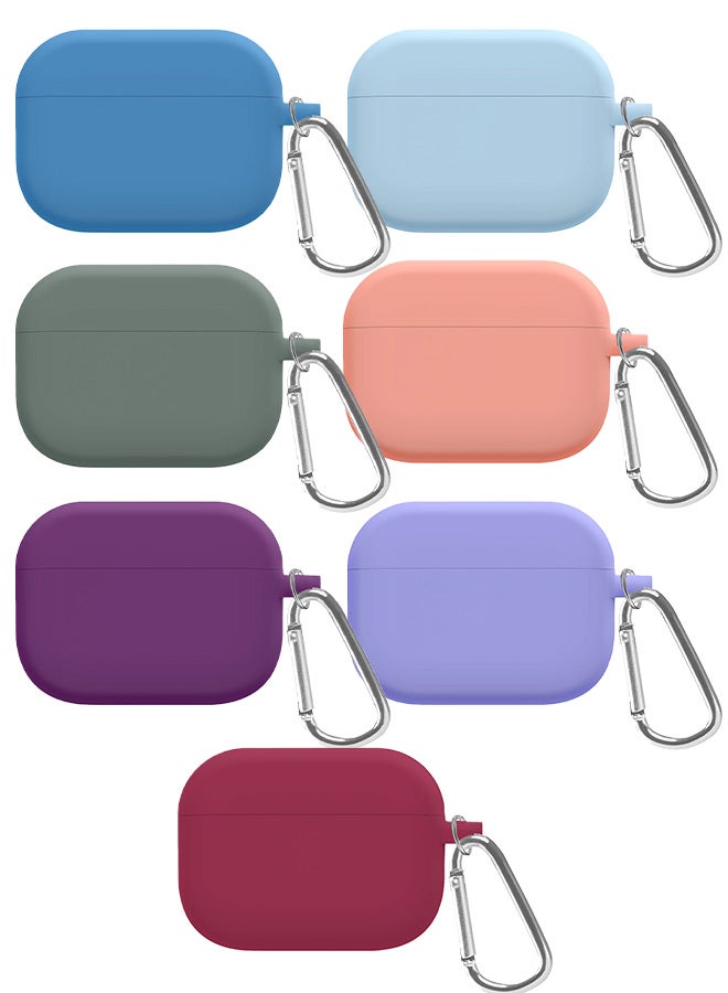 7 Pack Shockproof Case For Airpod Pro Silicone Protective Ultra Slim Cover With Keychain Carabiner Multicolour