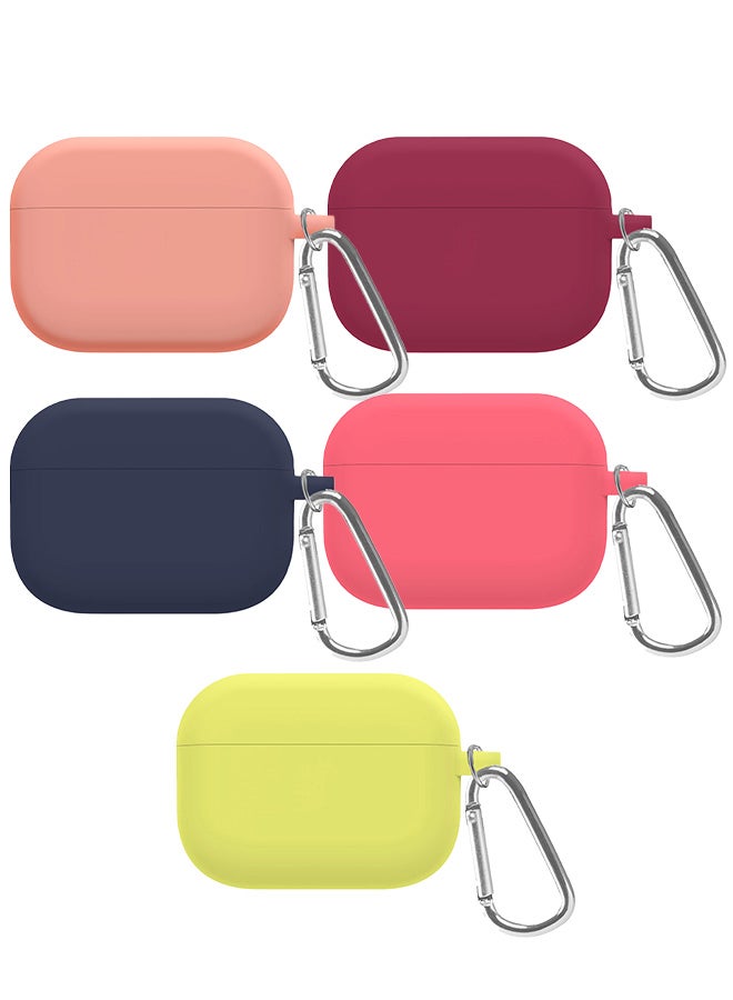 5 Pack Shockproof Case For Airpod Pro Silicone Protective Ultra Slim Cover With Keychain Carabiner Multicolour1