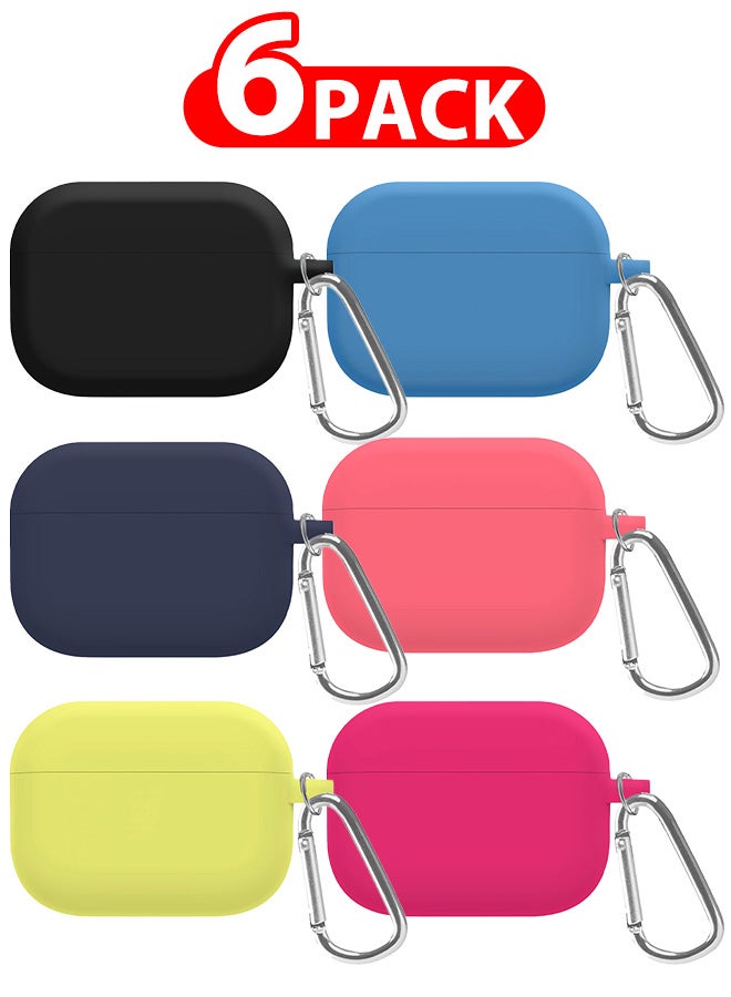 6 Pack Shockproof Case For Airpod Pro Silicone Protective Case Shockproof Case Ultra Slim Cover with Keychain Carabiner Multicolour