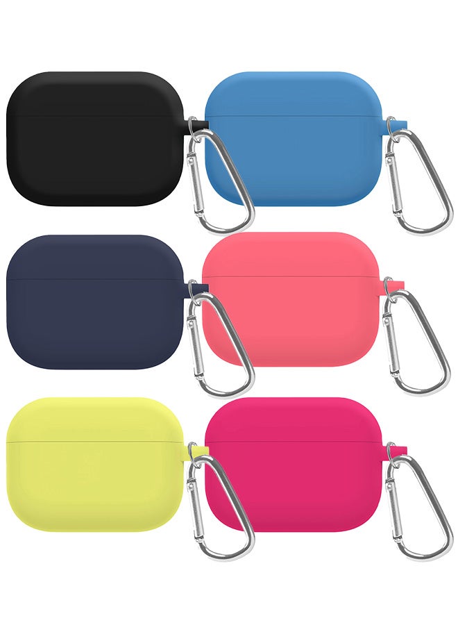 6 Pack Shockproof Case For Airpod Pro Silicone Protective Case Shockproof Case Ultra Slim Cover with Keychain Carabiner Multicolour