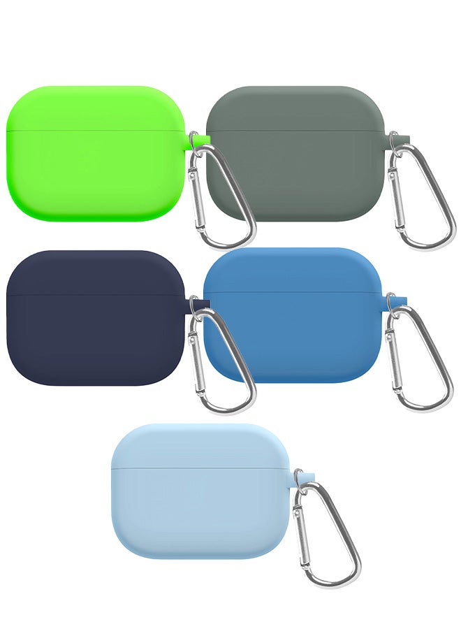 5 Pack Shockproof Case For Airpod Pro Silicone Protective Case Shockproof Case Ultra Slim Cover with Keychain Carabiner Multicolour