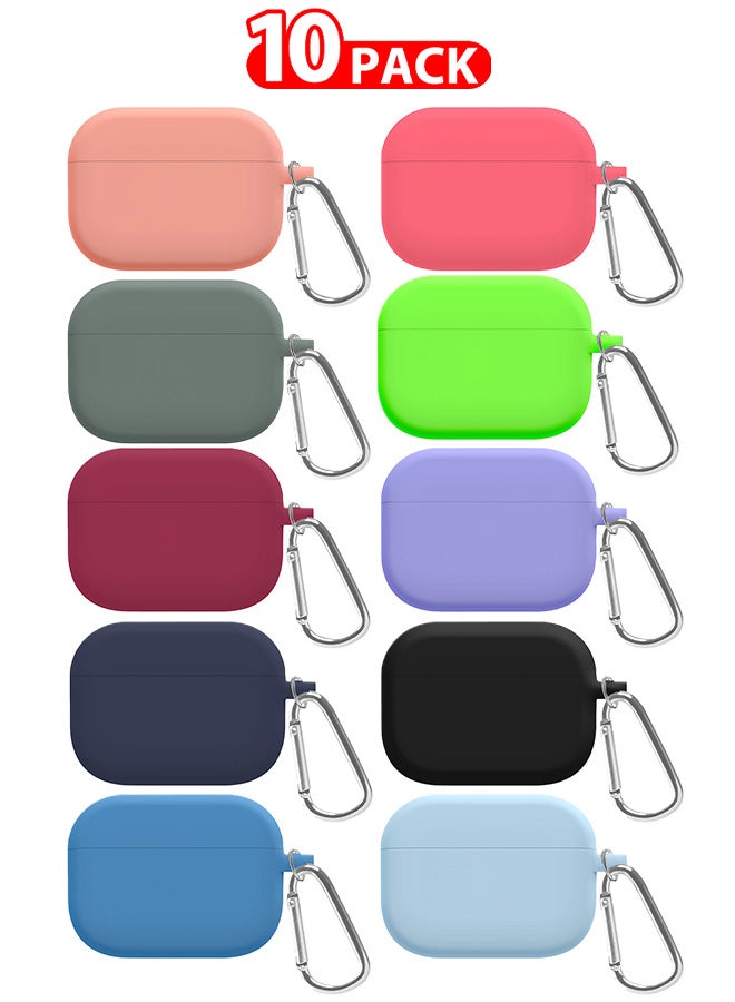 10 Pack Shockproof Case For Airpod Pro Silicone Protective Ultra Slim Cover With Keychain Carabiner Multicolour