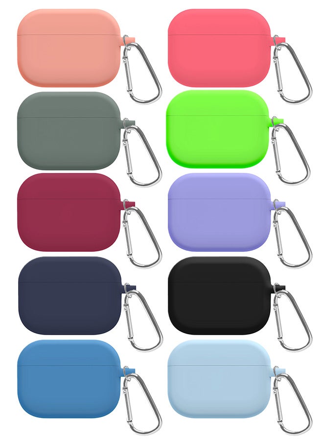 10 Pack Shockproof Case For Airpod Pro Silicone Protective Ultra Slim Cover With Keychain Carabiner Multicolour