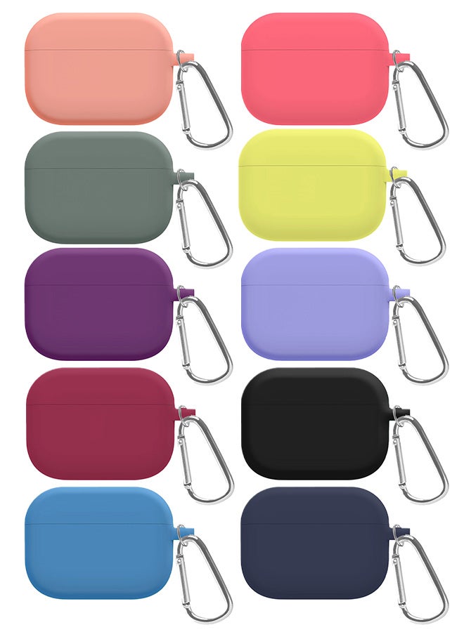 10 Pack Shockproof Case For Airpod Pro Silicone Protective Ultra Slim Cover With Keychain Carabiner Multicolour