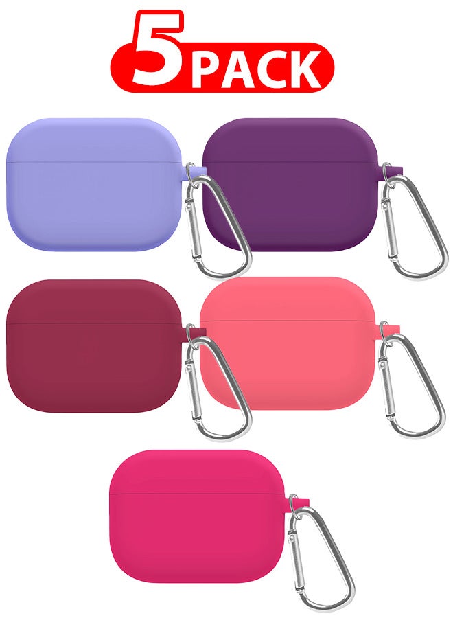 5 Pack Shockproof Case For Airpod Pro Silicone Protective Ultra Slim Cover with Keychain Carabiner Multicolour Multicolour